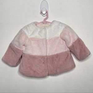 First Impressions Faux Fur Jacket Girls Size 24 M Ombre Pink Mauve Soft NWOT